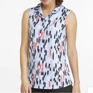 Puma Women's Abstract Sleeveless Blouse - Blue, Pink, White